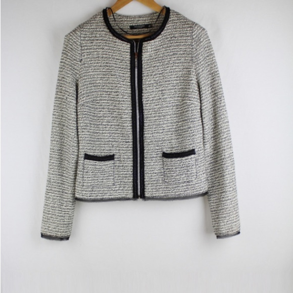 Metaphor Black and White Textured Blazer